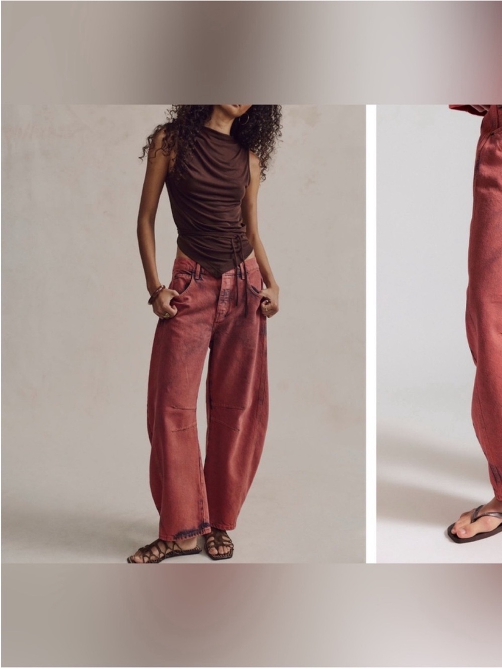 NWT Free People We The Free Good Luck Mid-Rise Barrel Jeans - raspberry - 24 - Picture 3 of 12